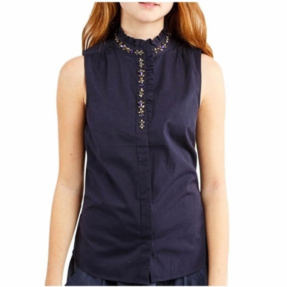 J. Crew Ruffled Rhinestone Top - Picture 2 of 5